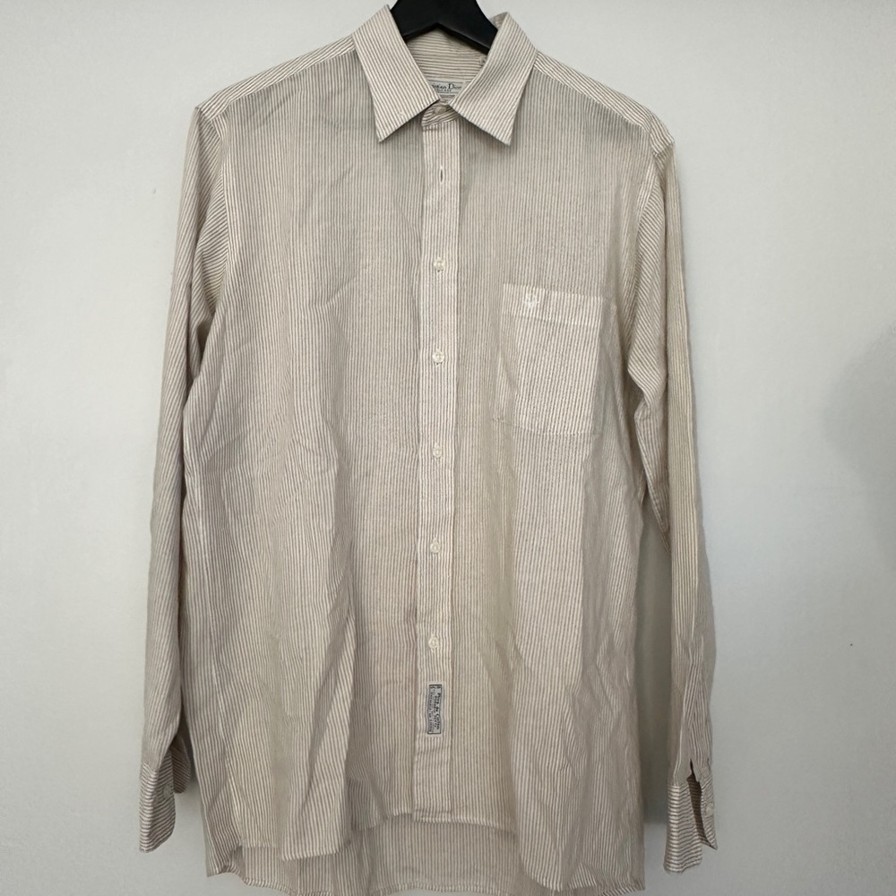 Dior Tan Casual Button Down Shirt with Classic Collar